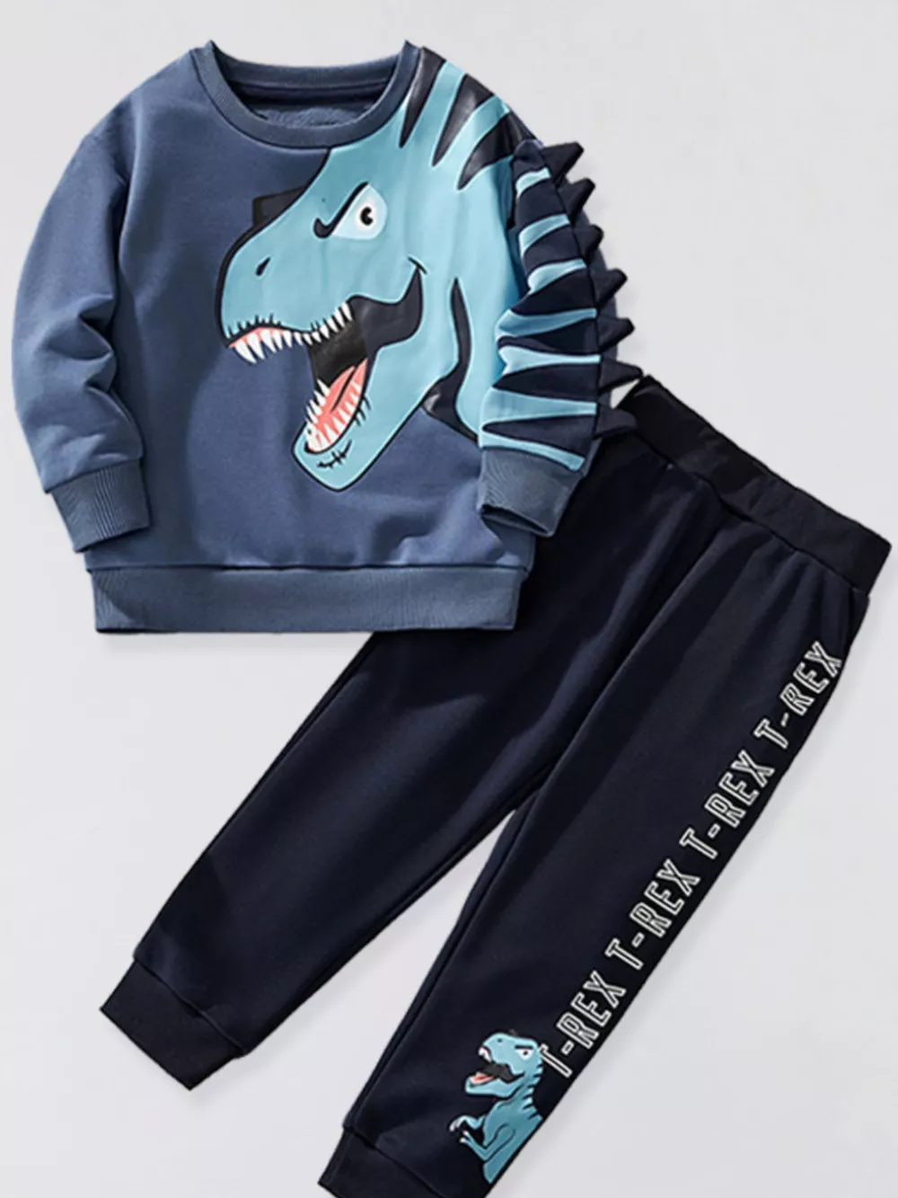 Children's Dinosaur Print Long Sleeve Sweatshirt & Pants Set, image 2