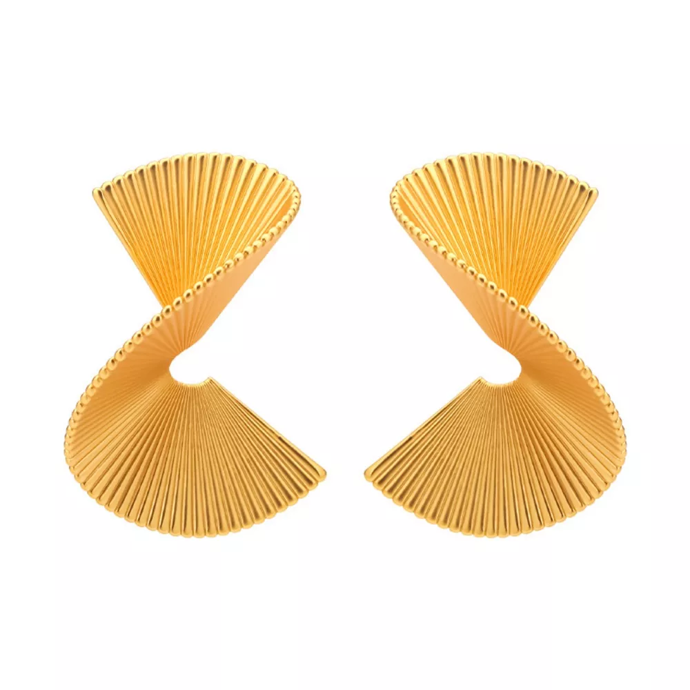 18K Gold-Plated Copper Fan-Shaped Earrings, image 2