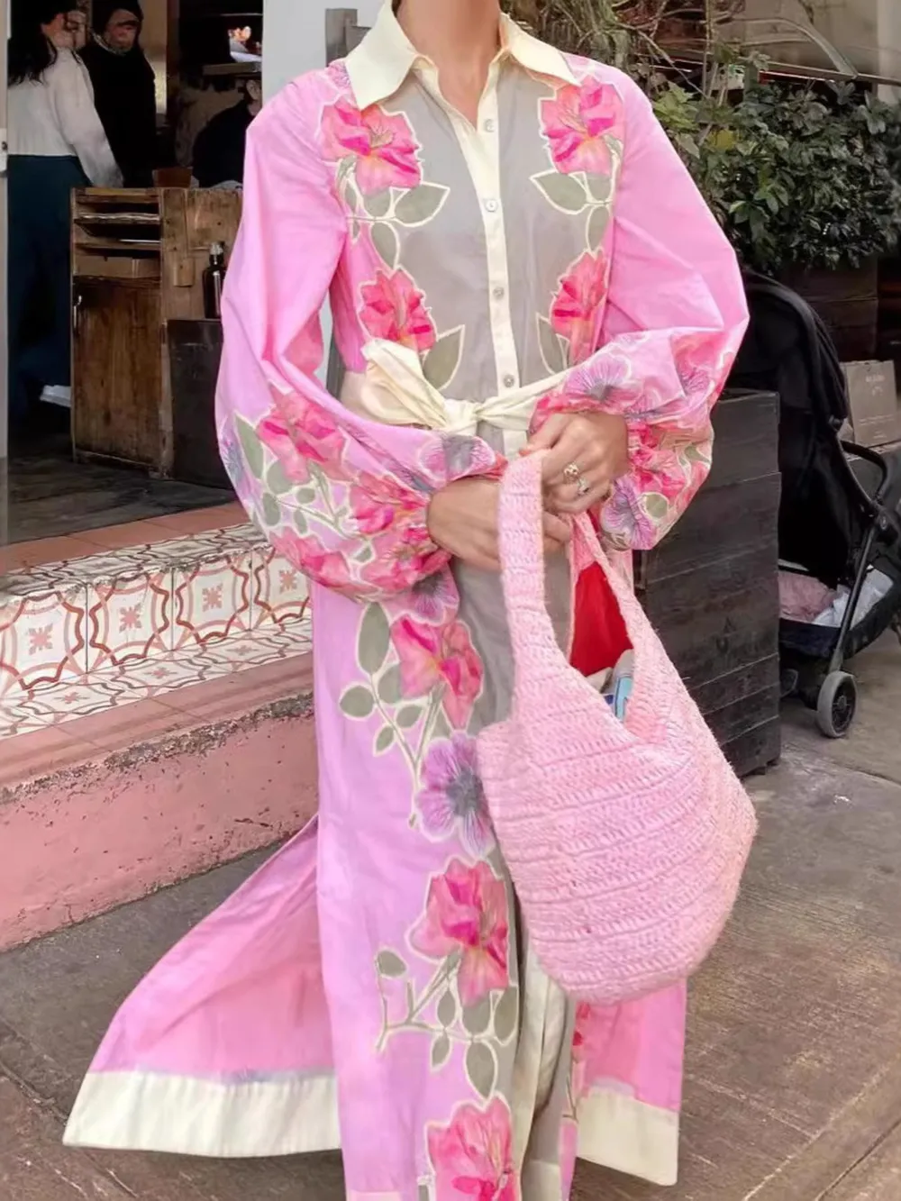 Floral Print Long Sleeve Maxi Shirt Dress, image 4