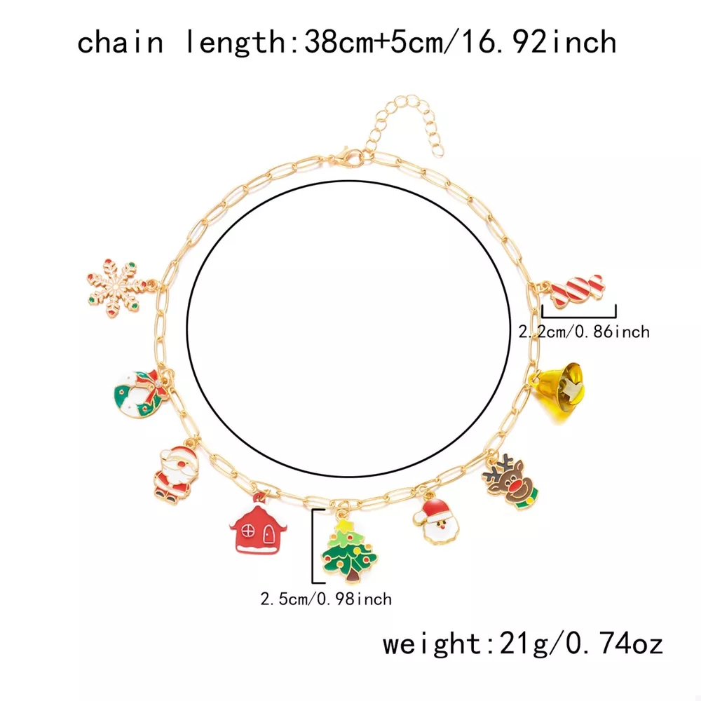 18K Gold-Plated Resin Christmas Theme Necklace, image 5