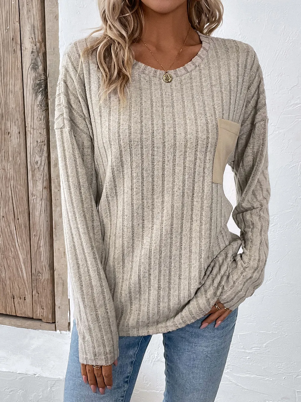 Round Neck Dropped Shoulder T-Shirt, image 5