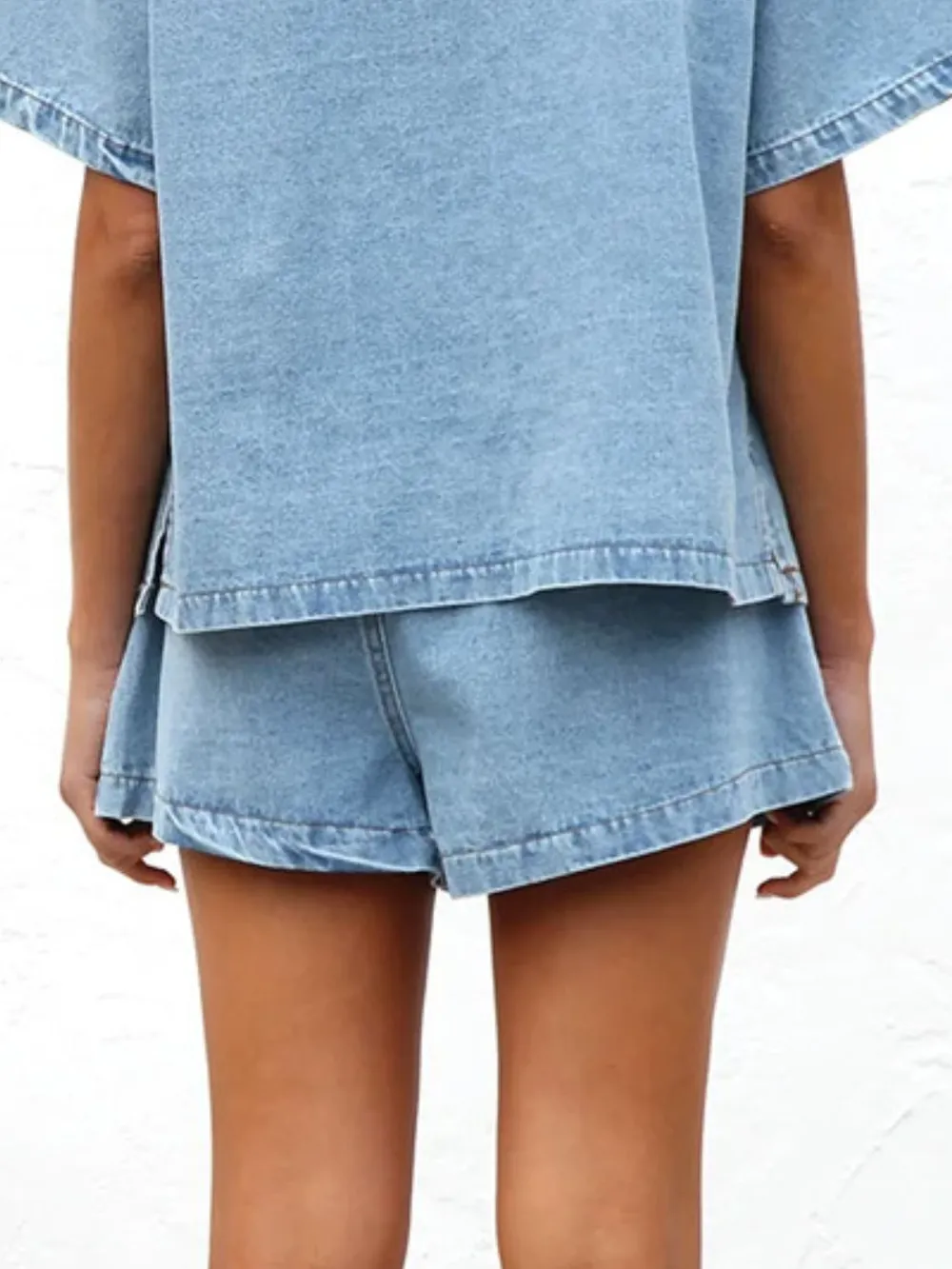 Elastic Waist Denim Shorts, image 7