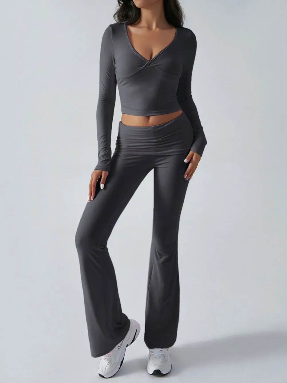 Ruched Long Sleeve Top and Pants Set, image 7