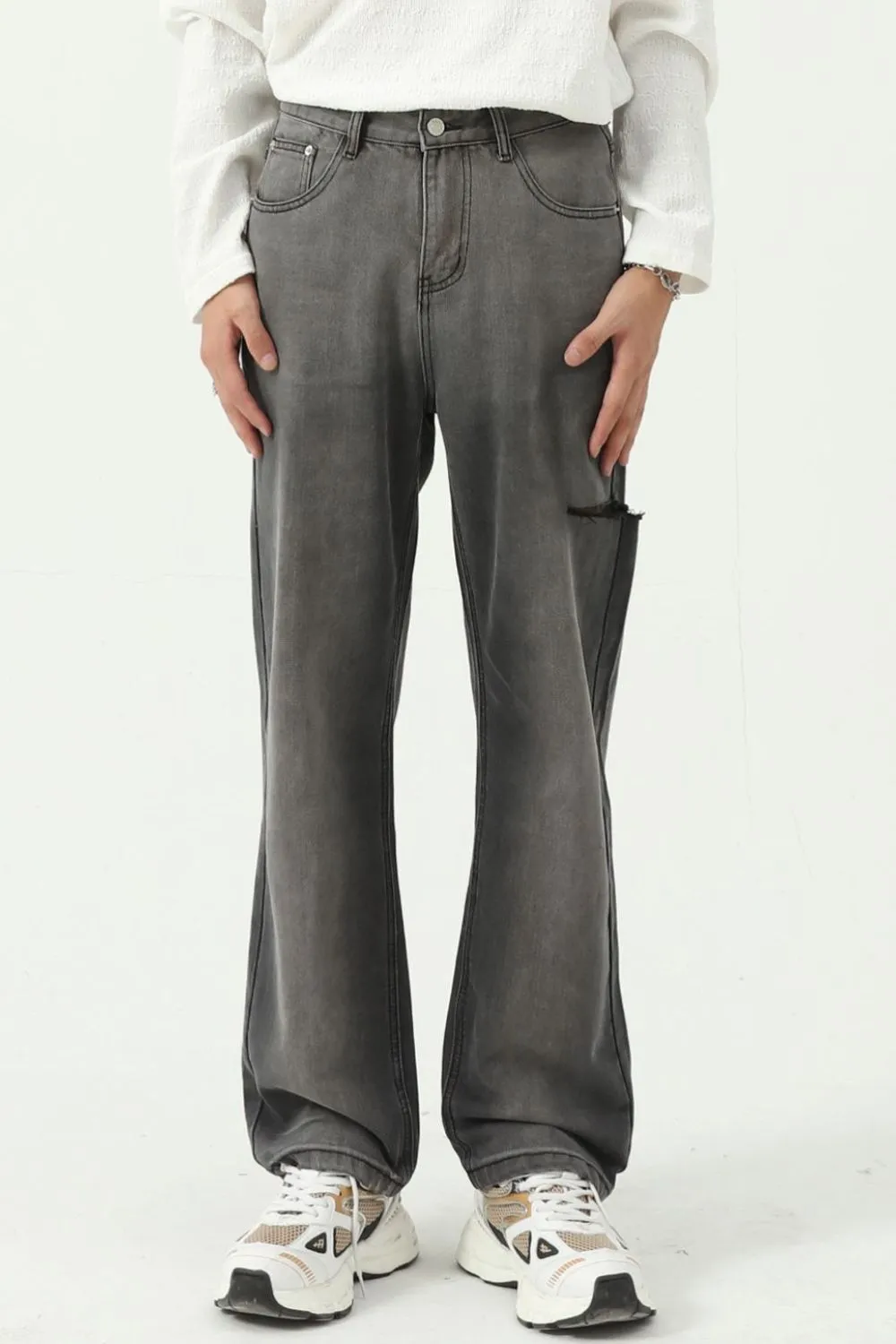Wide Straight Men's Jeans with Pockets, image 2