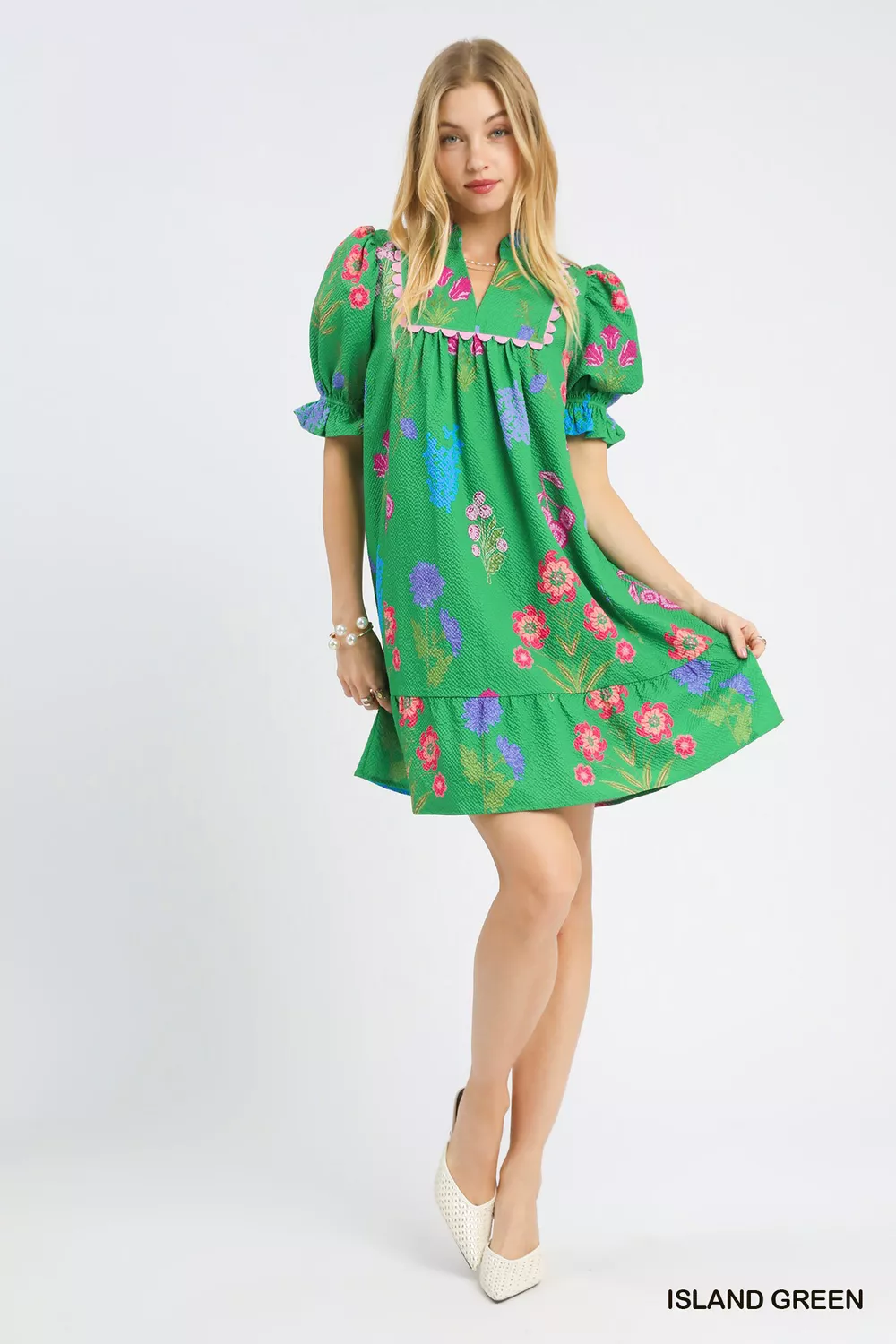 Multi Flower Print V-Neck Dress, image 5