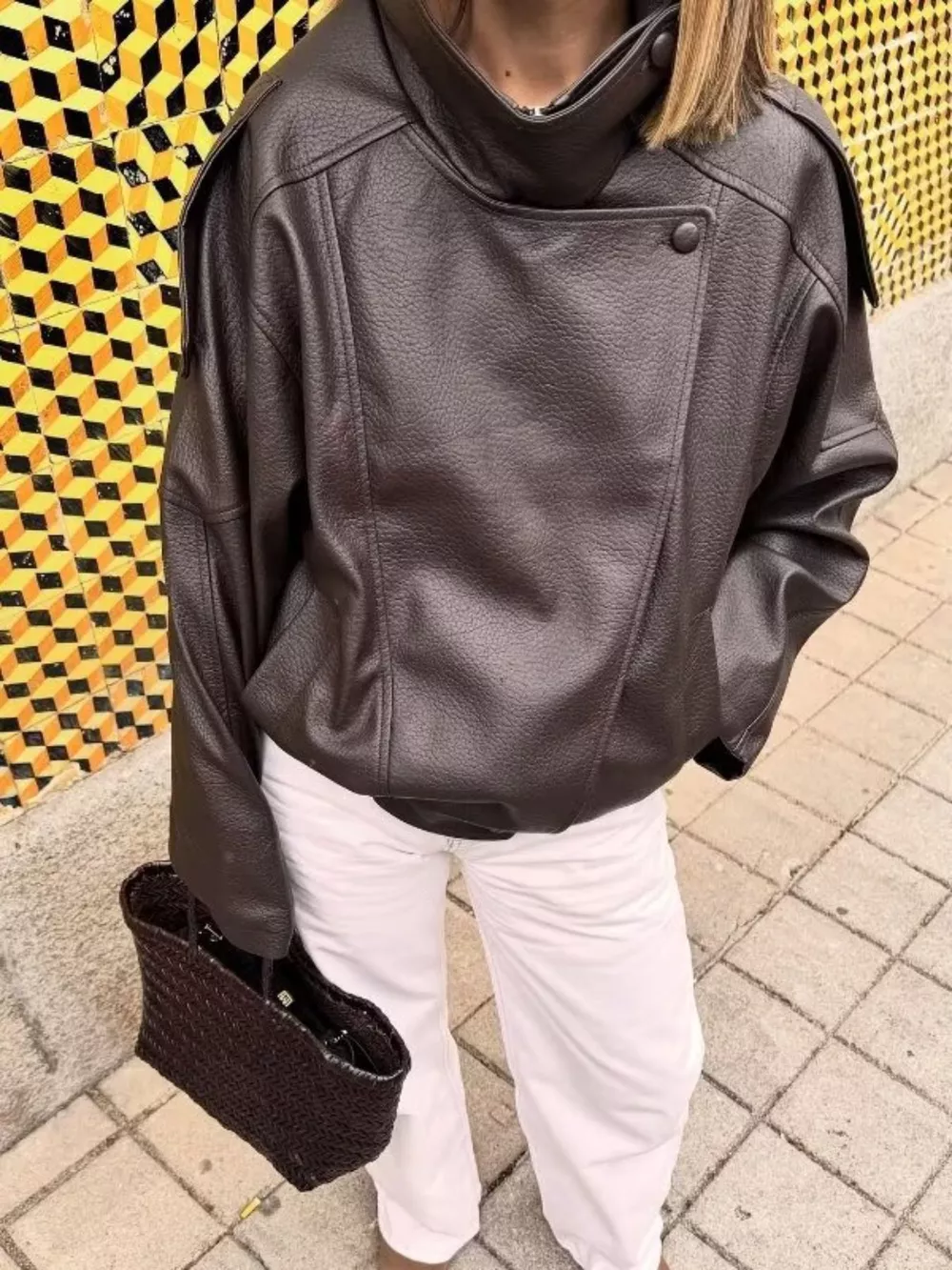 Zip-Up Faux Leather Moto Jacket, image 11