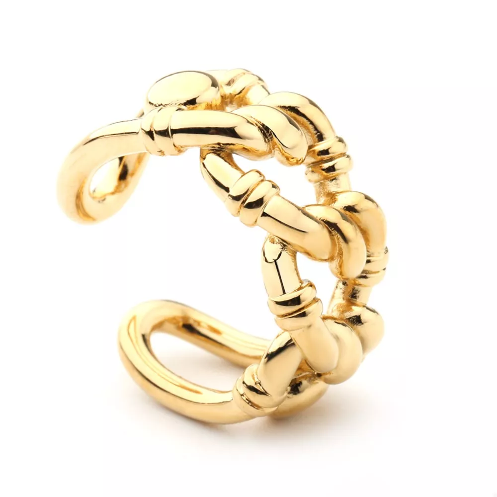 18K Gold-Plated Chain Link Open Ring, image 3