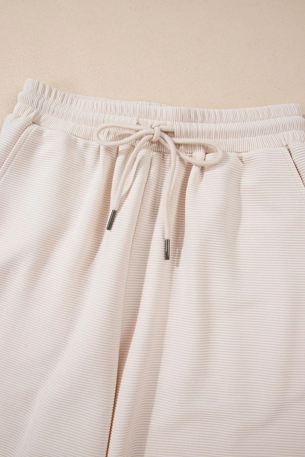 Textured Ruffled Sleeve Zipped Top and Wide Leg Pants Set, image 7