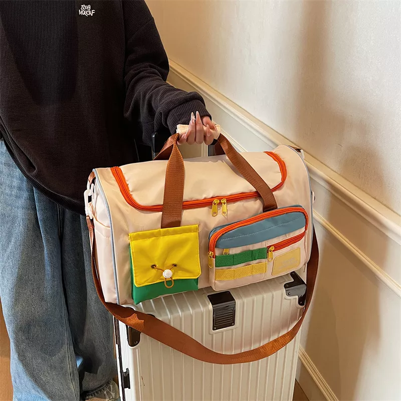 Color Block Pocketed Travel Duffel Bag, image 2