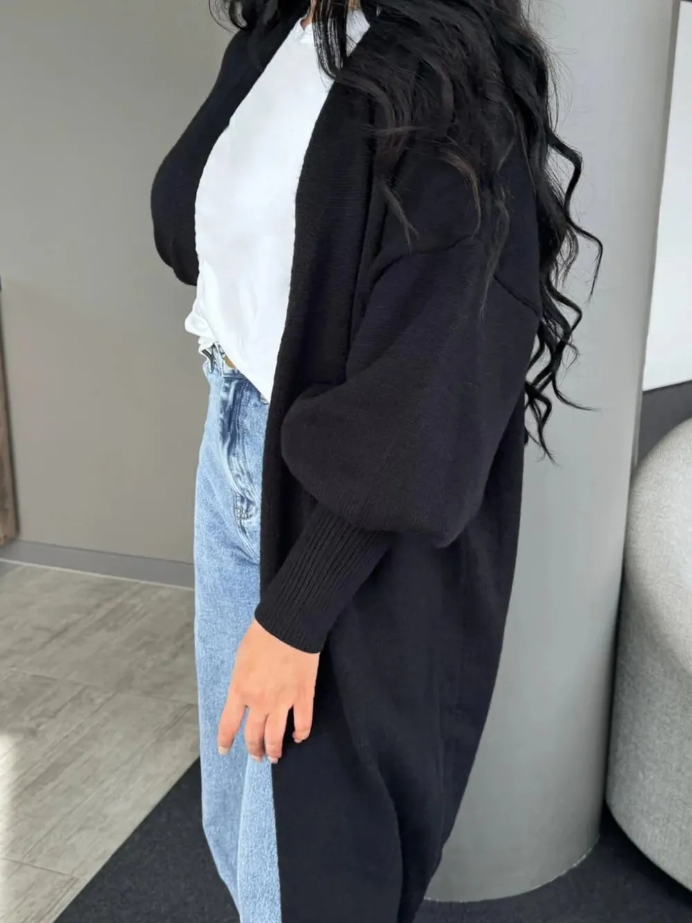 Open Front Dropped Shoulder Cardigan, image 2