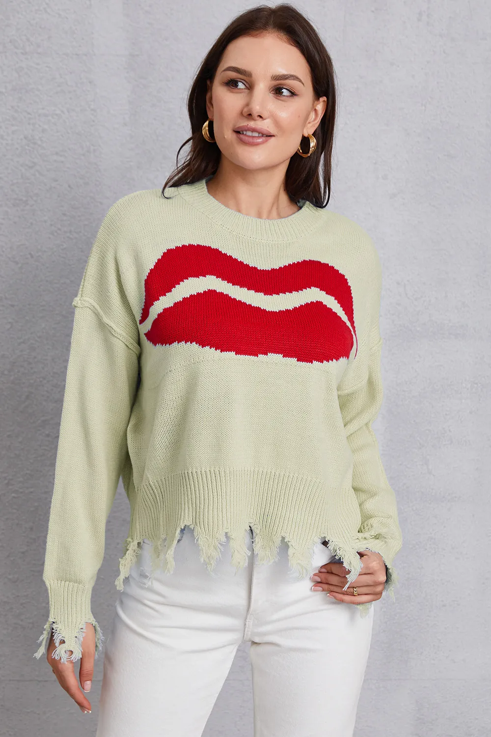 Lip Fringe Round Neck Sweater, image 14