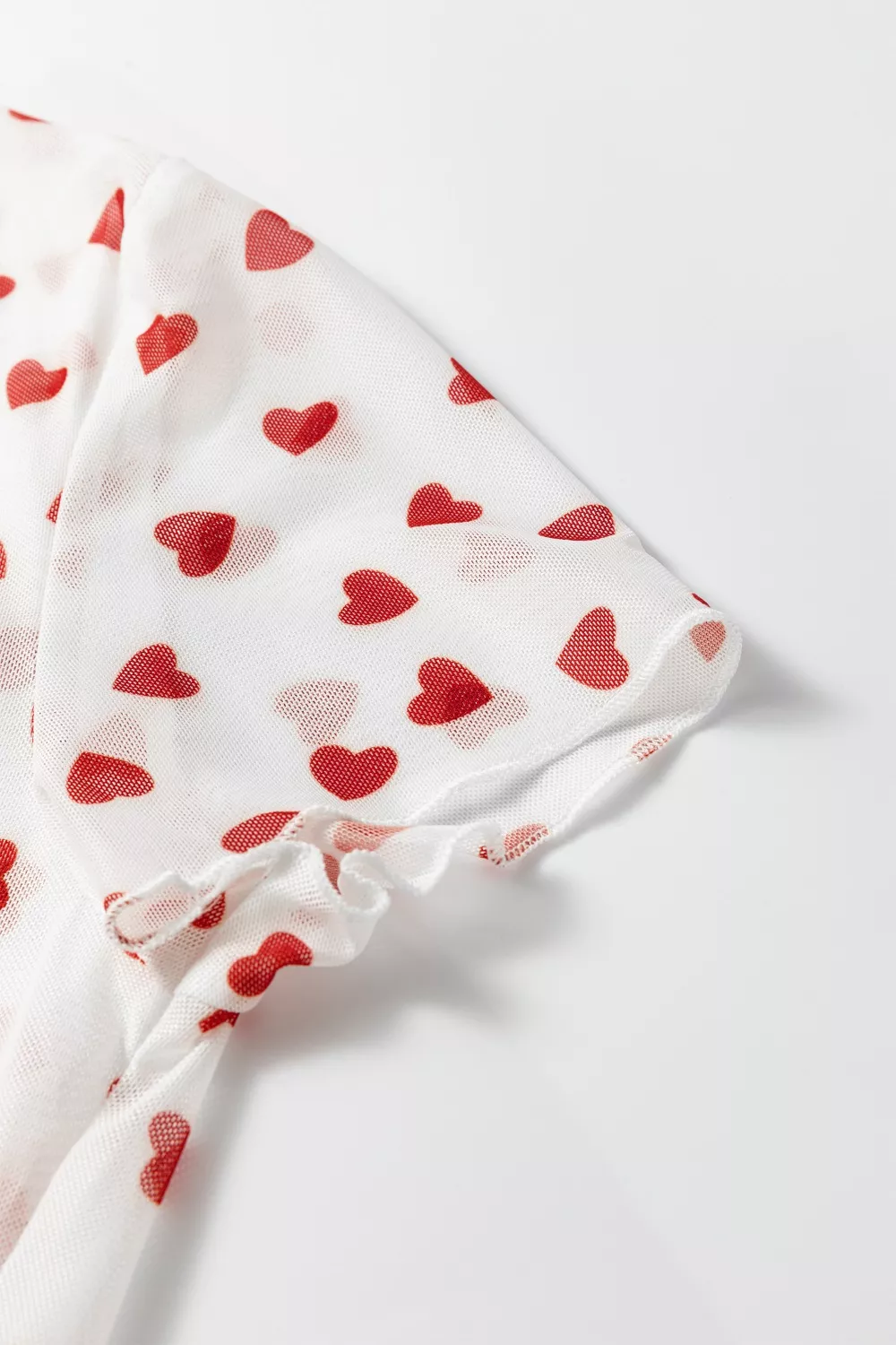 Sheer Heart Print Fitted Top, image 4