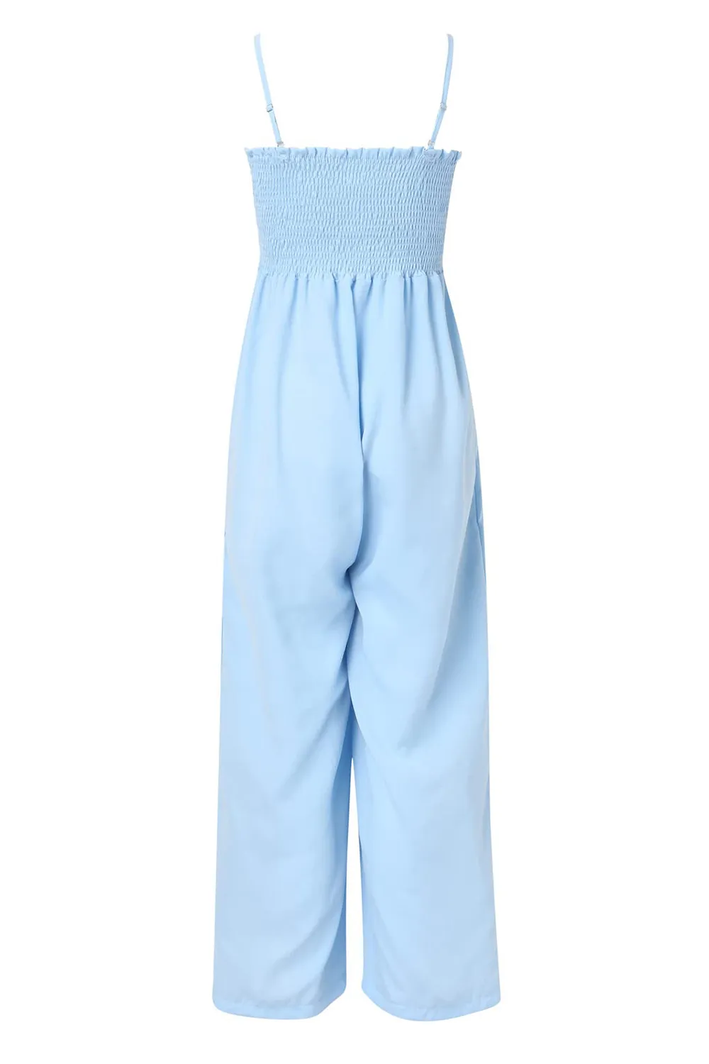 Smocked Spaghetti Strap Wide Leg Jumpsuit, image 15