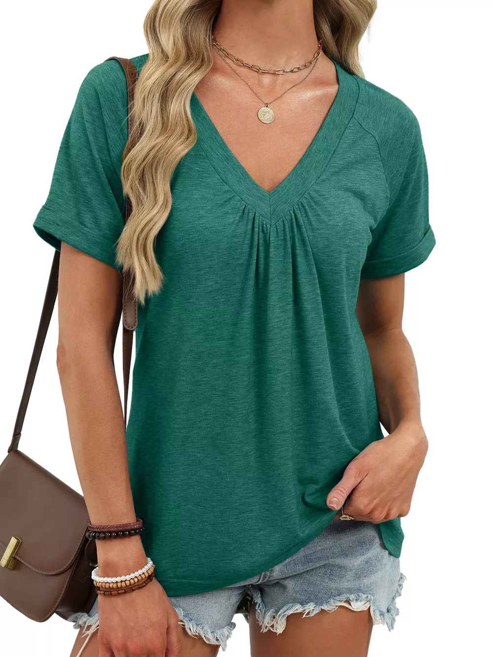 Casual V-Neck Short Sleeve T-Shirt, image 3