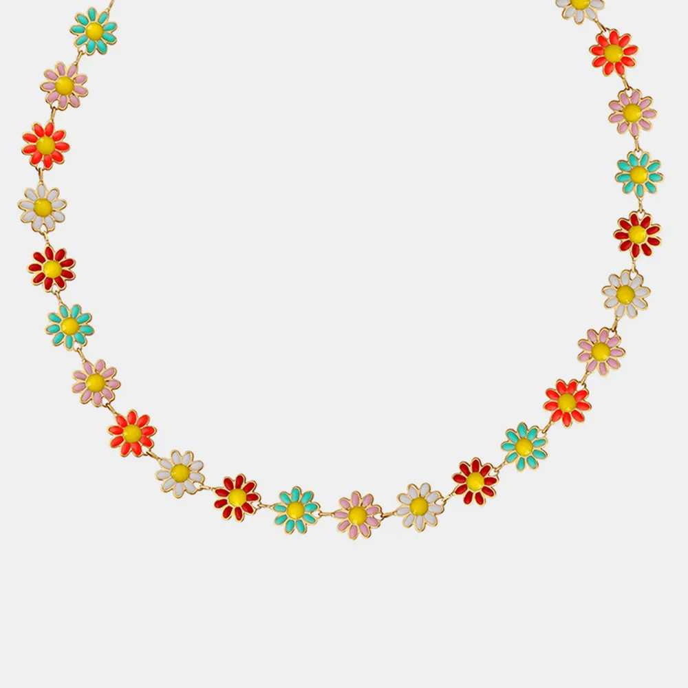 Titanium Steel Oil Drip Flower Necklace, image 5