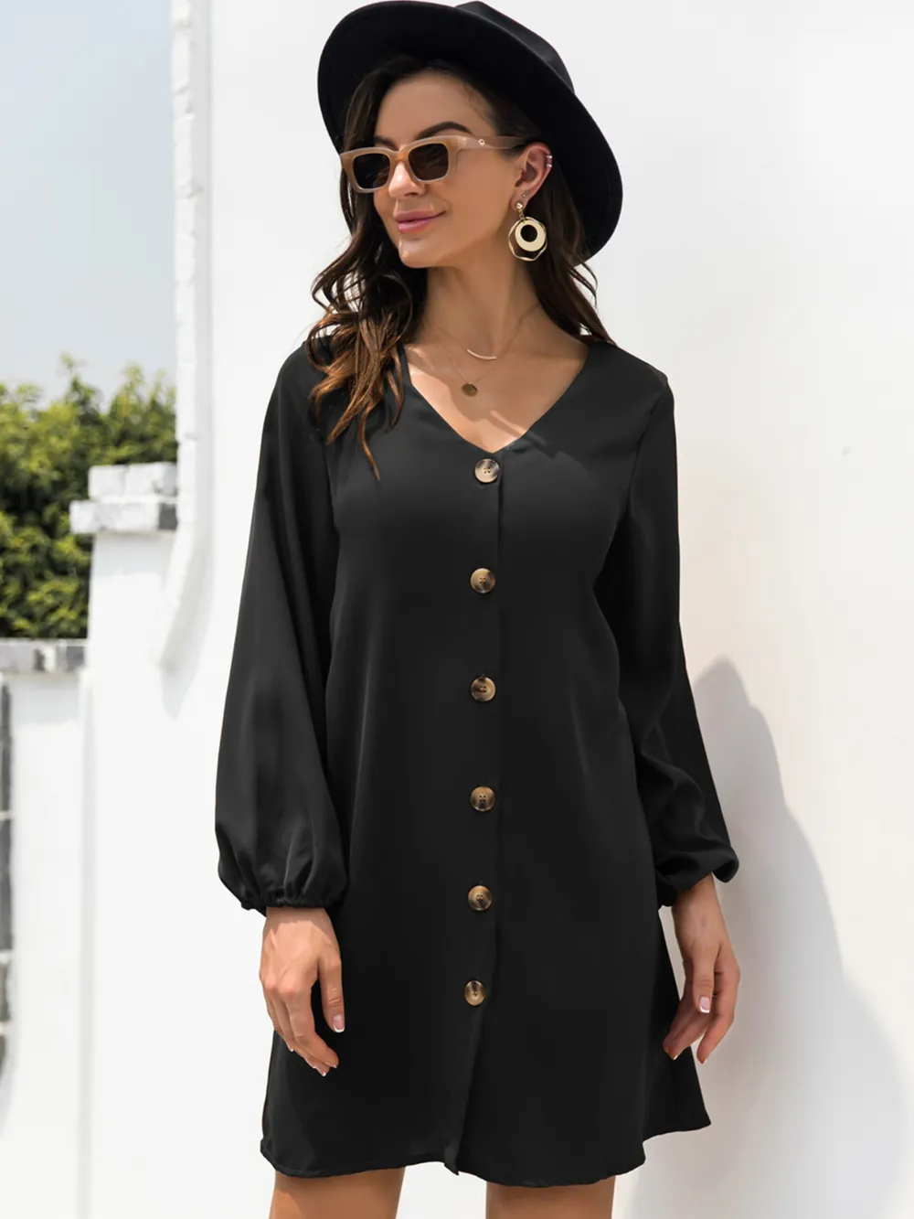 V-Neck Long Sleeve Mini Dress, image 6