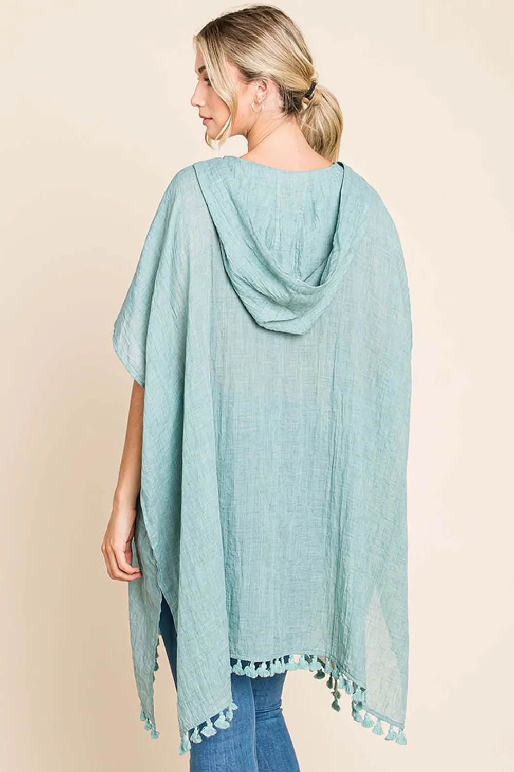 Cotton Bleu by Nu Label Tassel Hem Hooded Cover Up, image 2