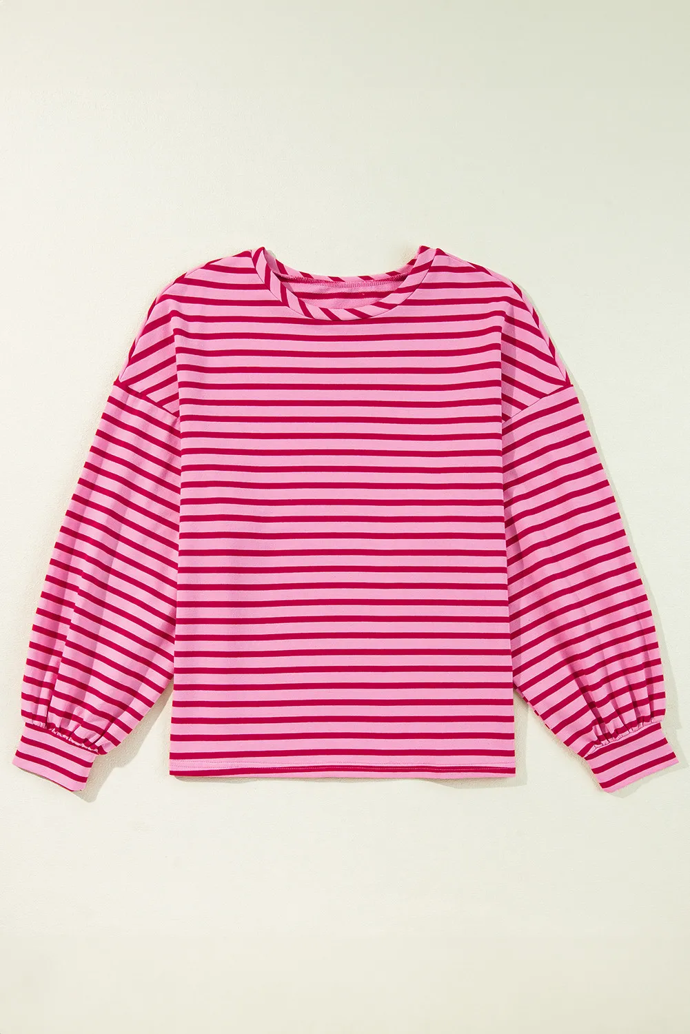 Striped Round Neck Long Sleeve Sweatshirt, image 2