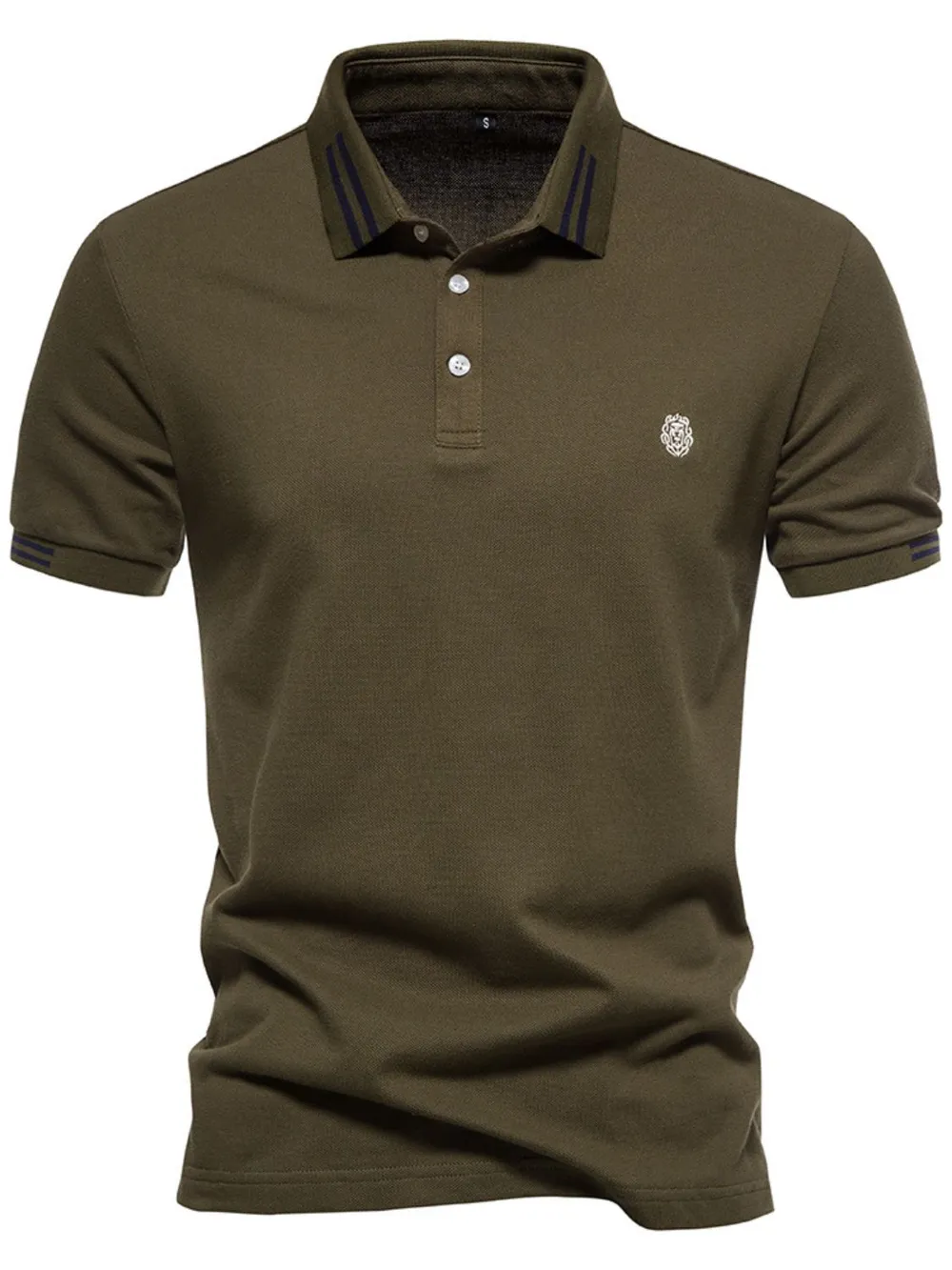 Men's Embroidered Striped Short Sleeve Polo, image 7