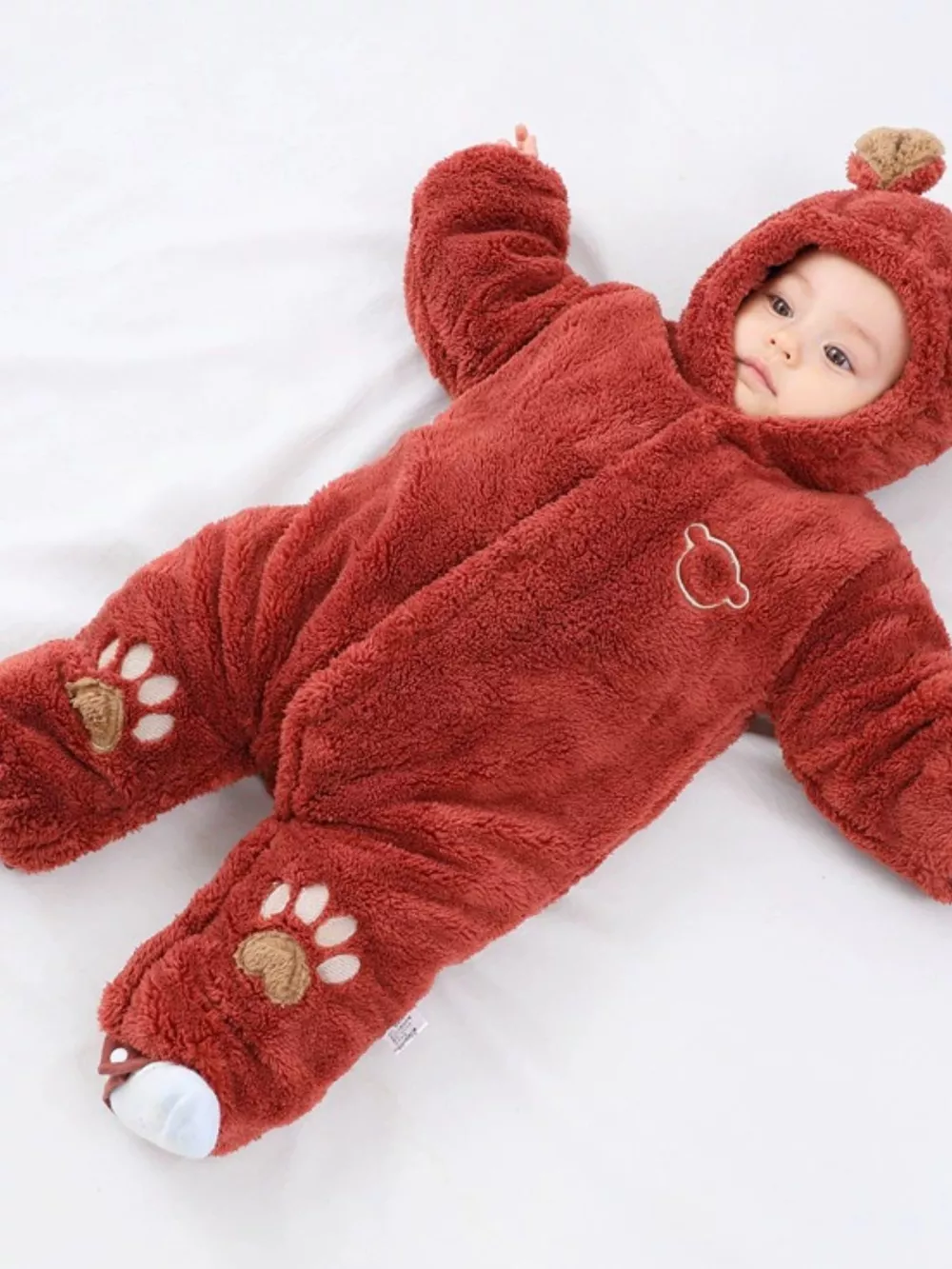 Children's Cozy Bear Hooded Fleece One-Piece, image 5
