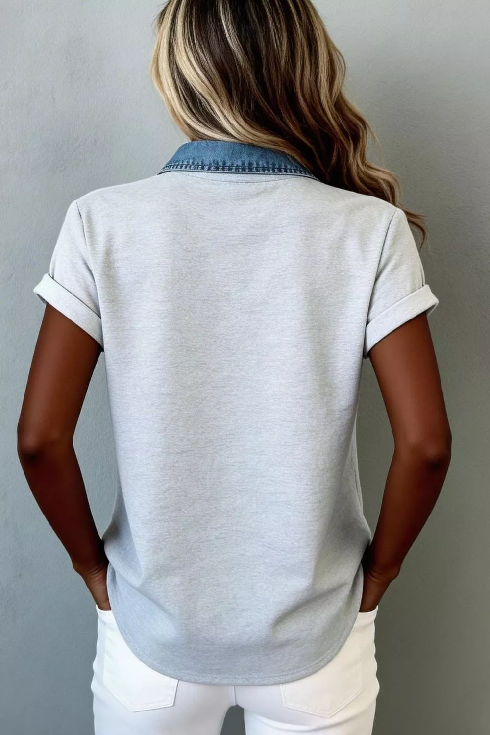 Denim Trim Button-Down Shirt, image 5