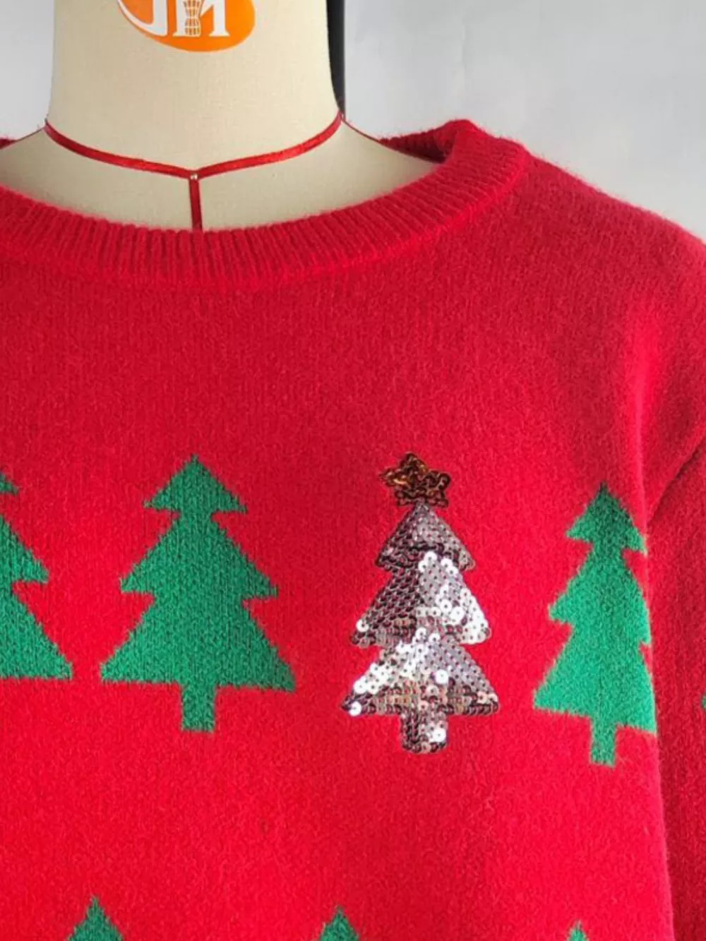 Christmas Tree Pattern Long Sleeve Sweater, image 3
