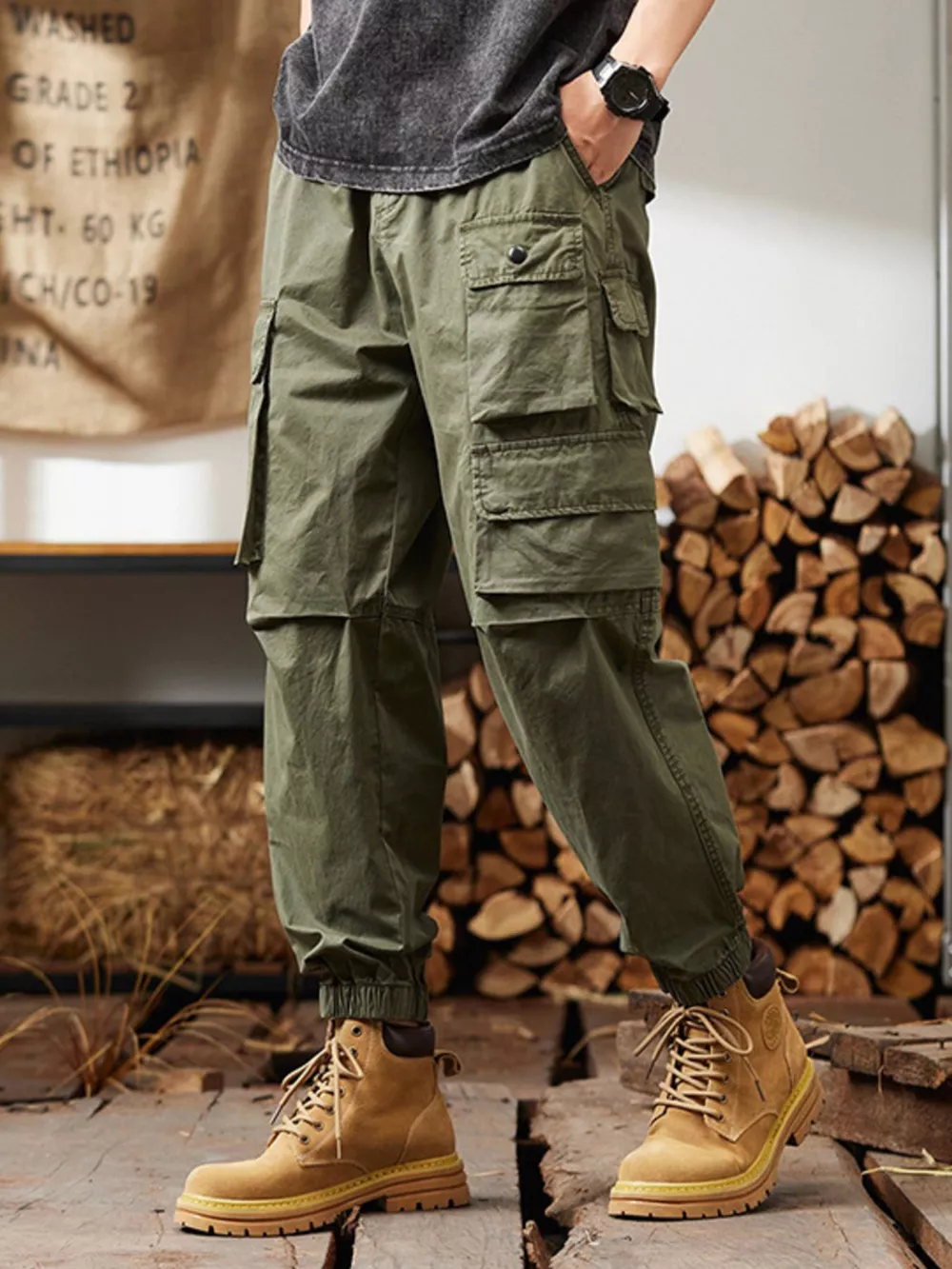 Men's Plus Size Relaxed Fit Multi-Pocket Cargo Pants, image 7