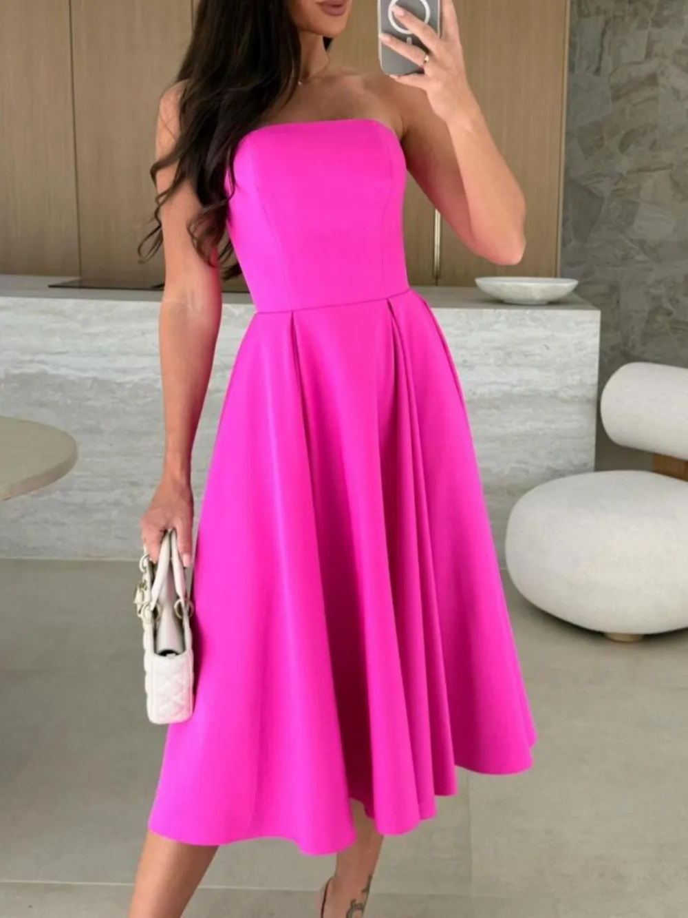 Solid Color Tube Midi Dress, image 6