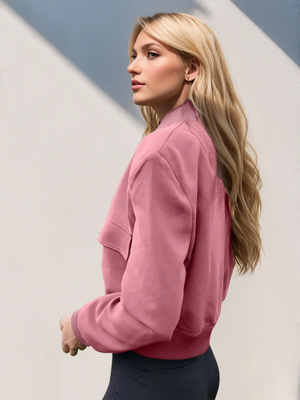Pocketed Snap Down Baseball Collar Jacket, image 17