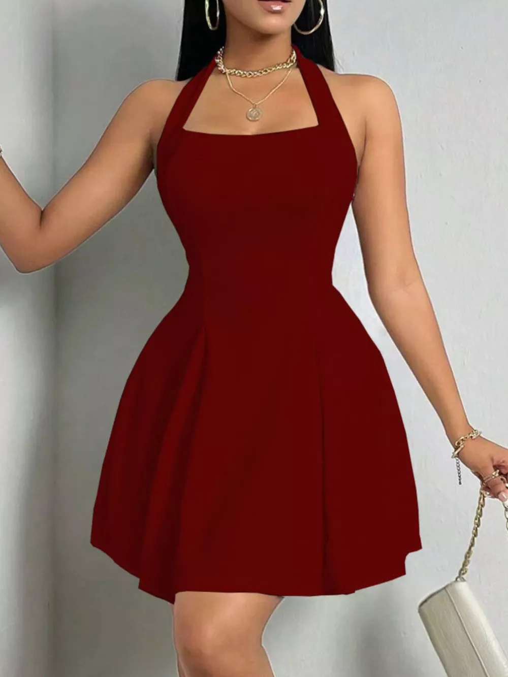 Halter Neck Sleeveless A-Line Mini Dress, image 12