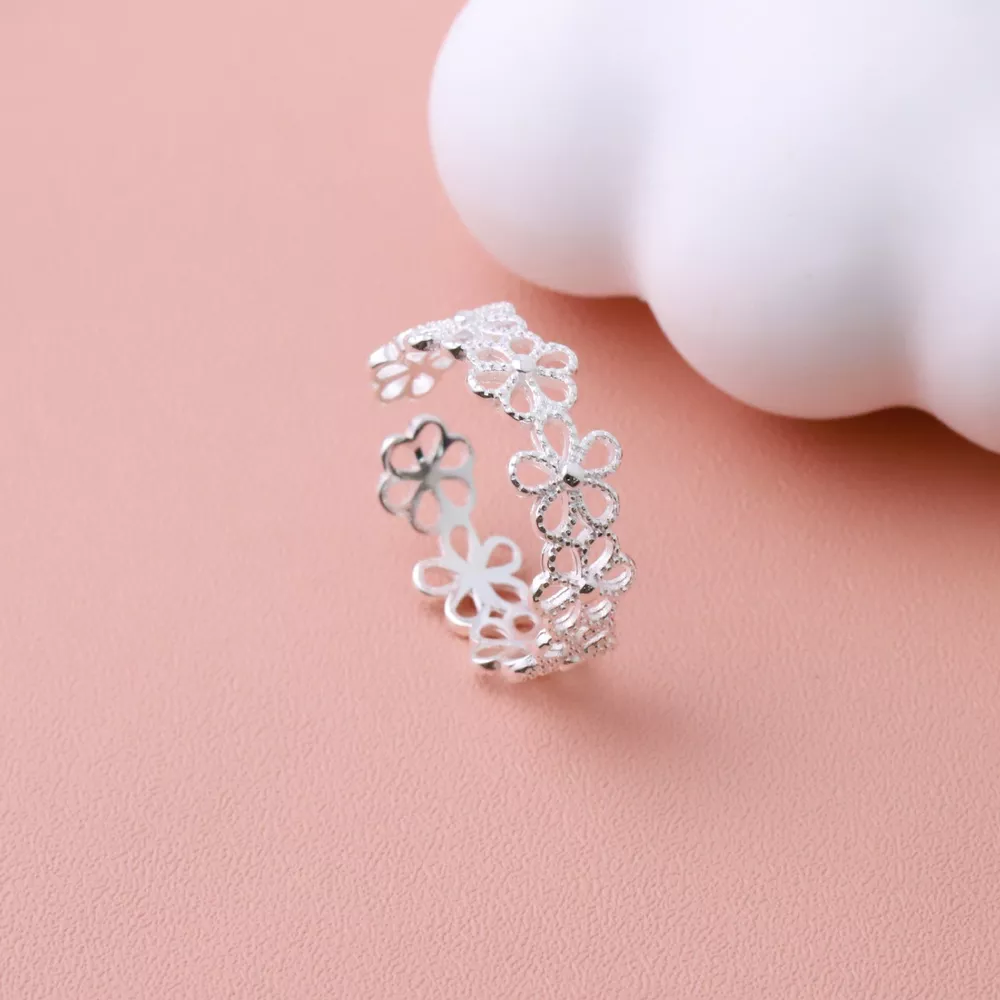 Floral Adjustable Open Ring, image 3