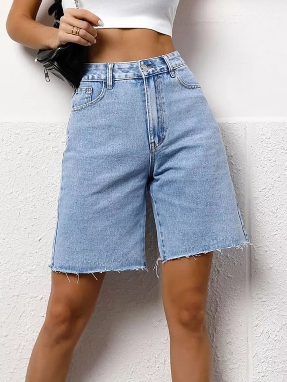 High Waist Denim Shorts, image 2