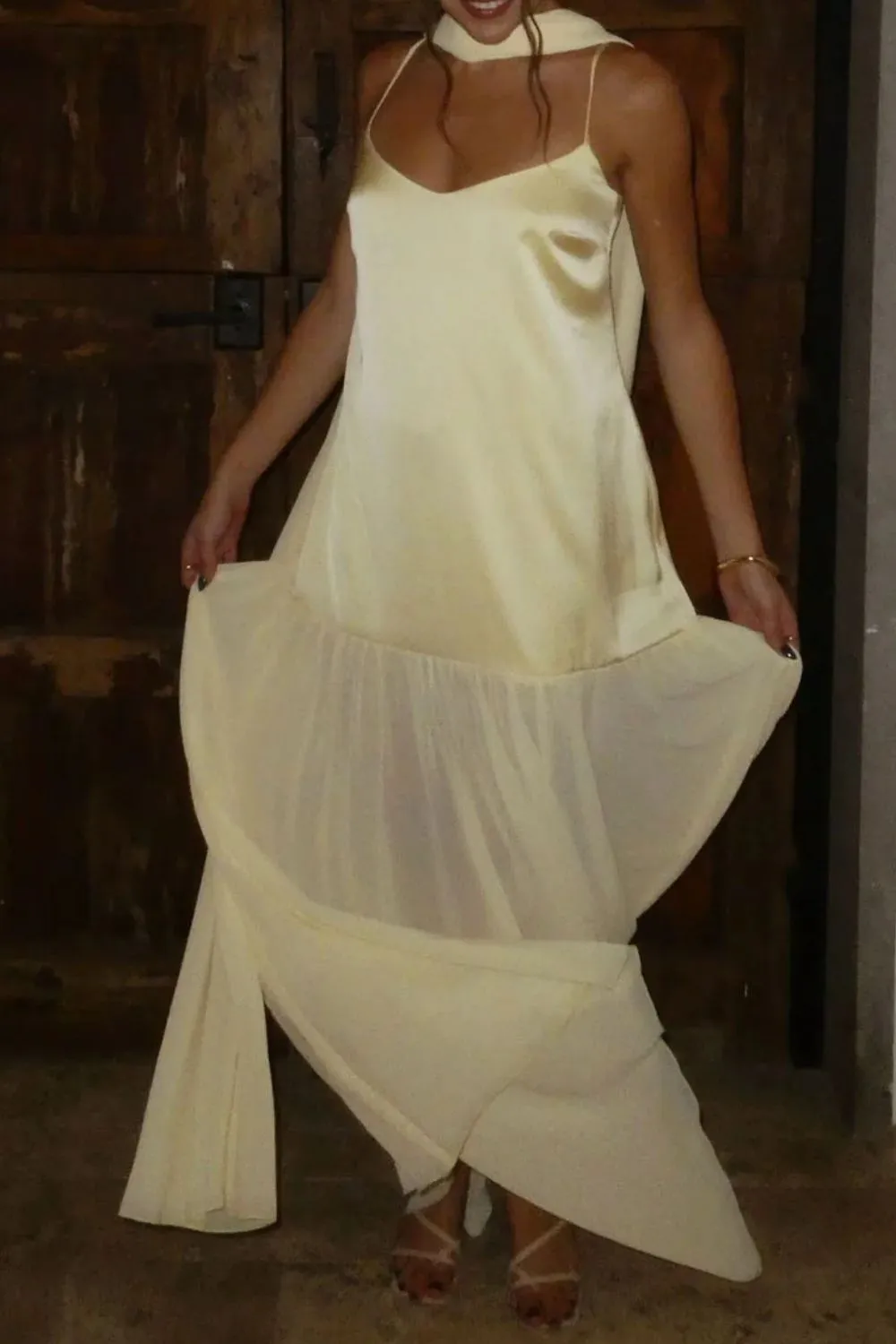 Adjustable Strap Maxi Cami Dress with Scarf, image 4