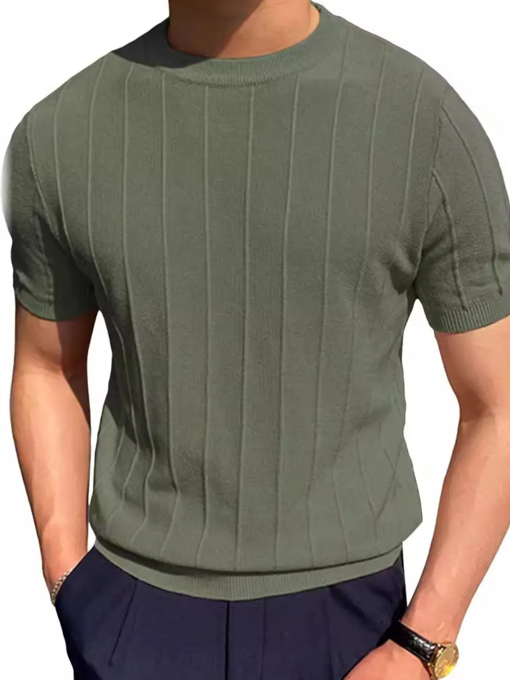 Men's Full Size Round Neck Short Sleeve T-Shirt Plus Size, image 4