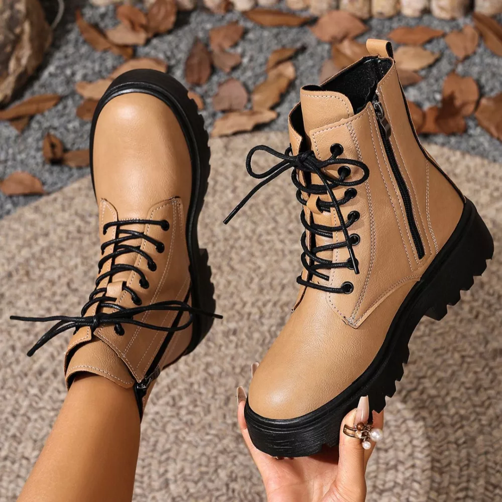 Lace-Up Ankle Combat Boots, image 7