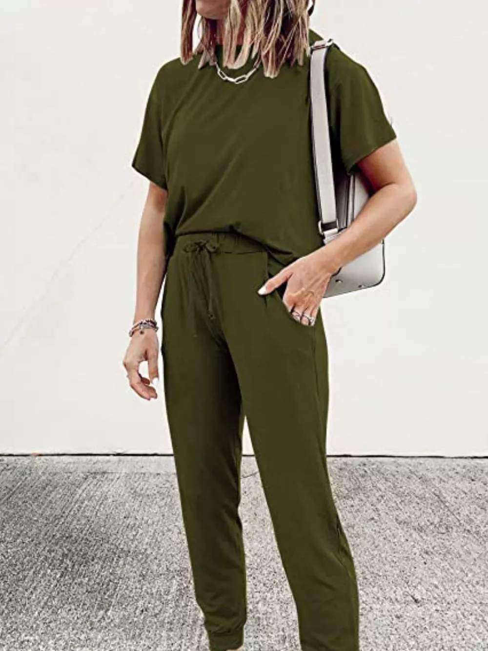 Full Size Round Neck Top and Drawstring Pants Set Plus Size, image 18