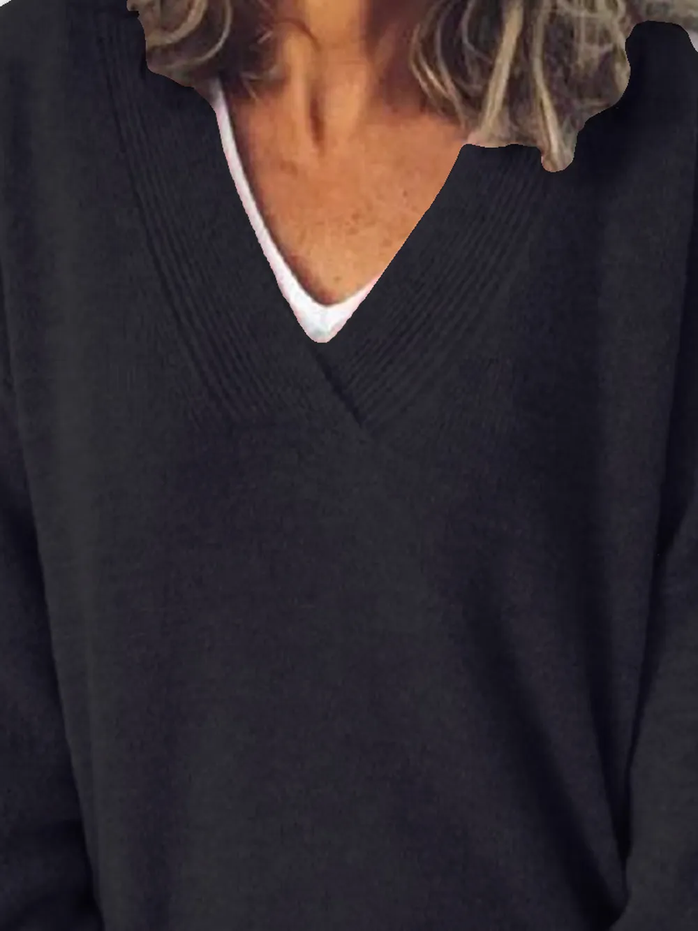 V-Neck Dropped Shoulder Sweater, image 3