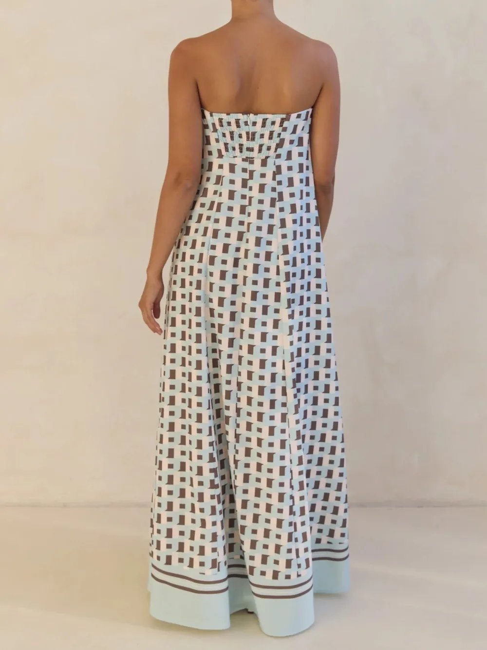Smocked Printed Tube Maxi Dress, image 6