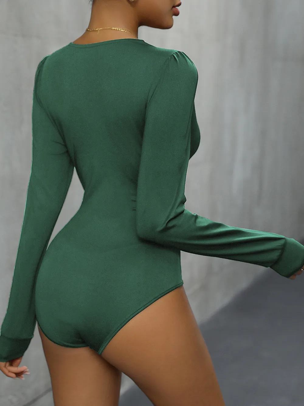 Lace Detail Plunge Long Sleeve Bodysuit, image 7