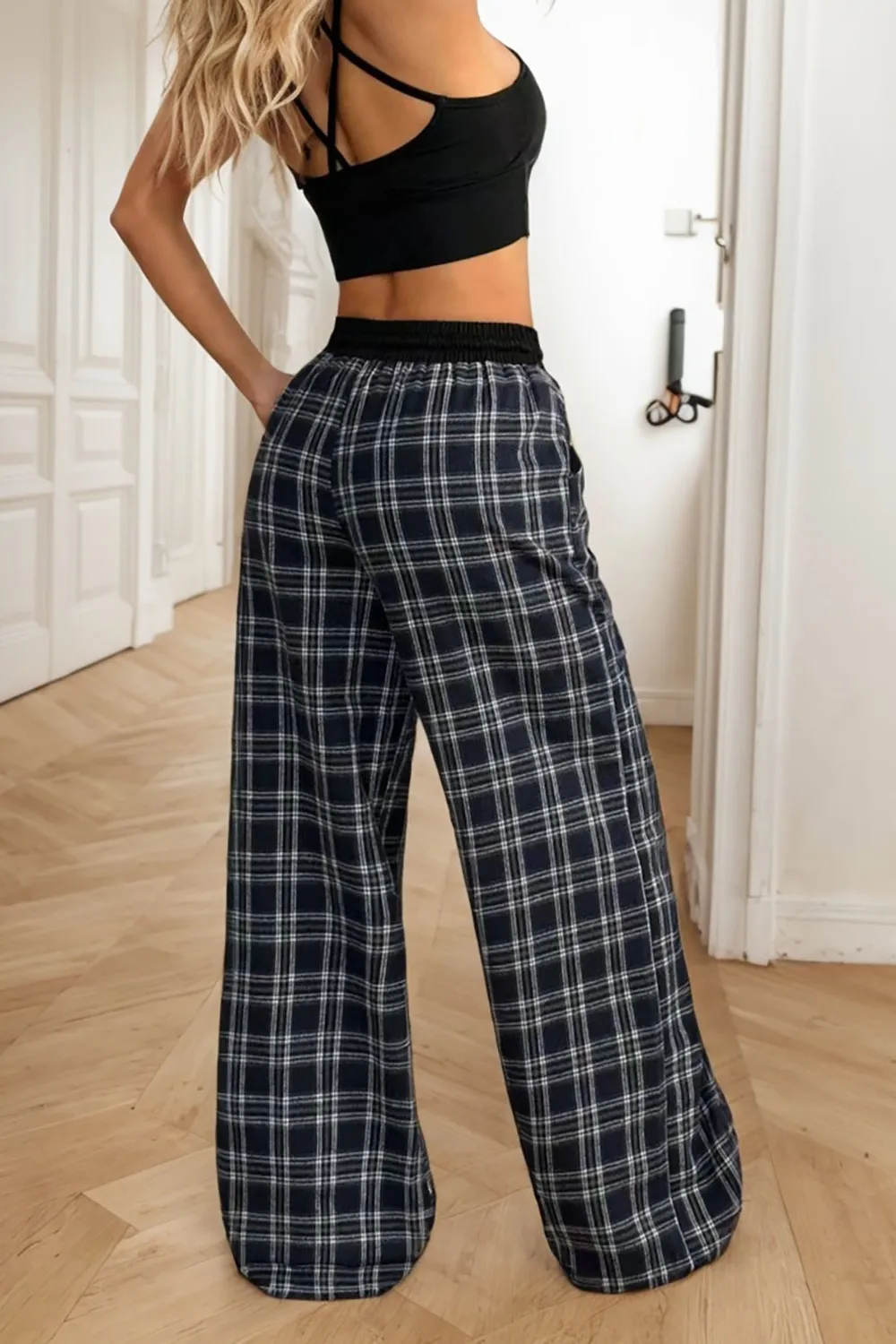 Plaid Wide Leg Pants, image 2