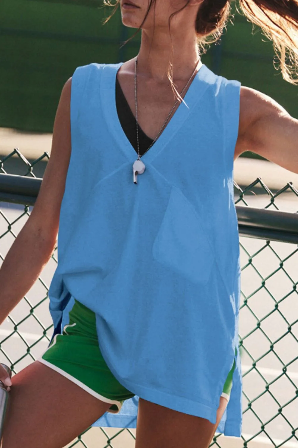 Side Slit V-Neck Tank, image 2