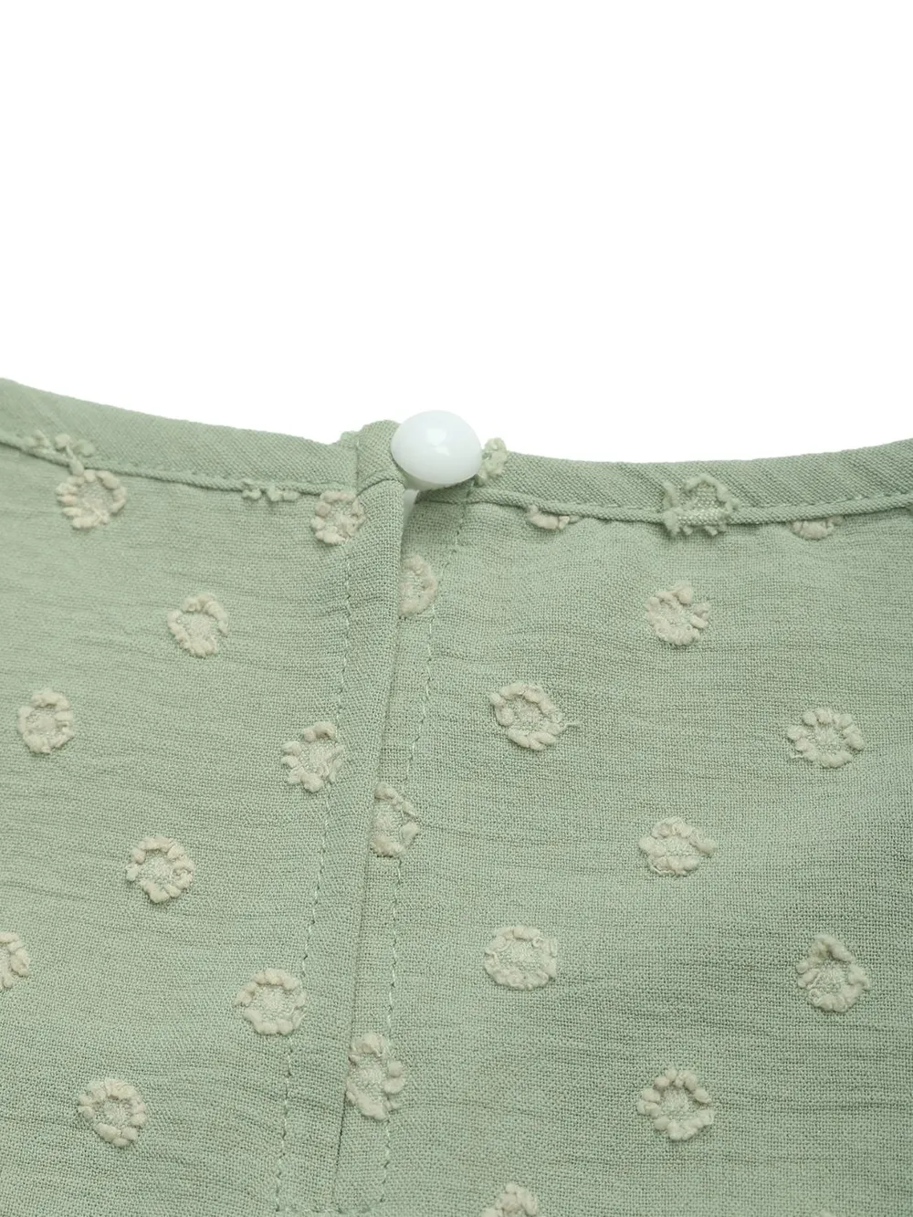 Swiss Dot Round Neck Petal Sleeve Blouse, image 2