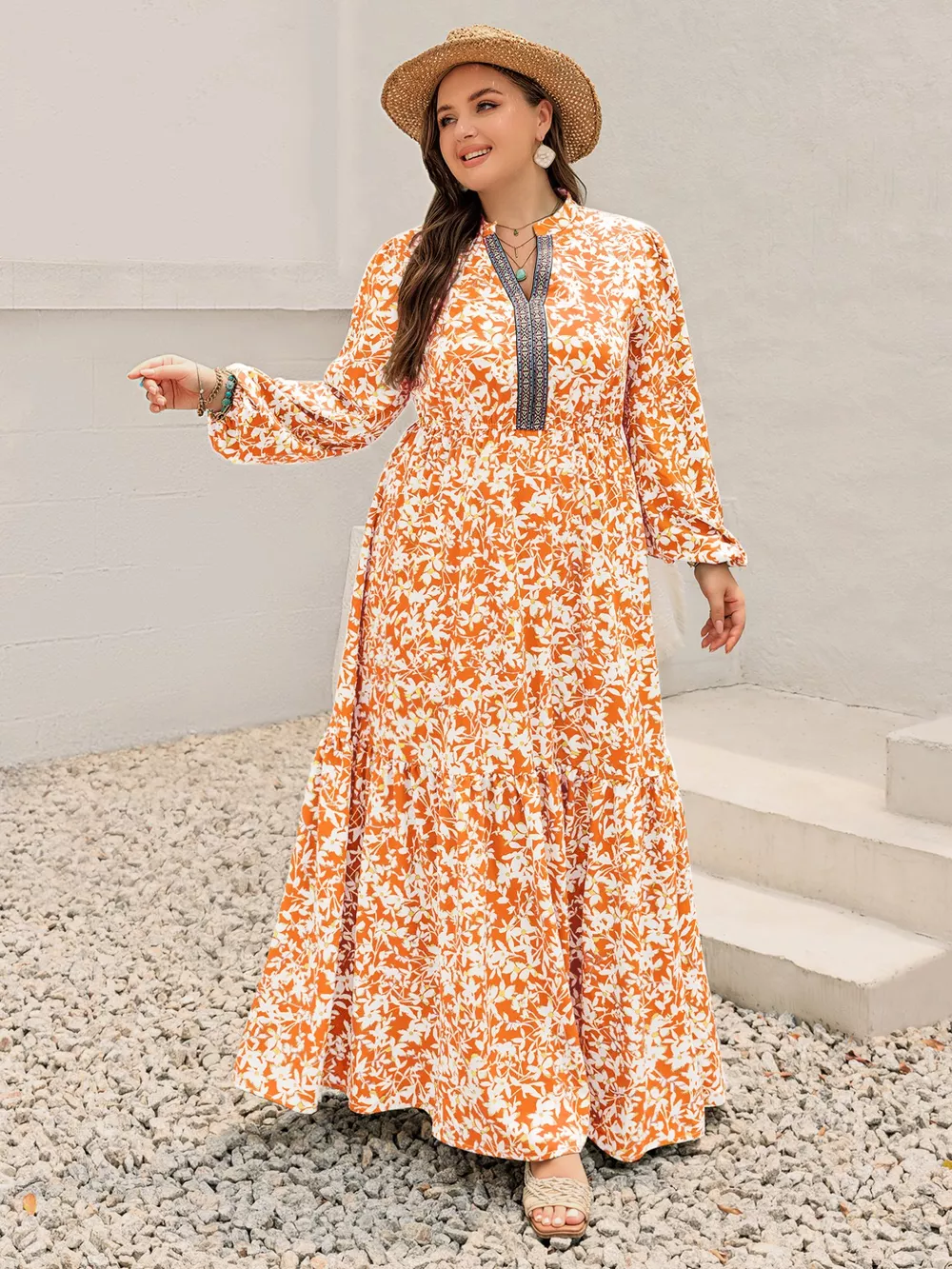 Plus Size Boho Floral Print Maxi Dress, image 3