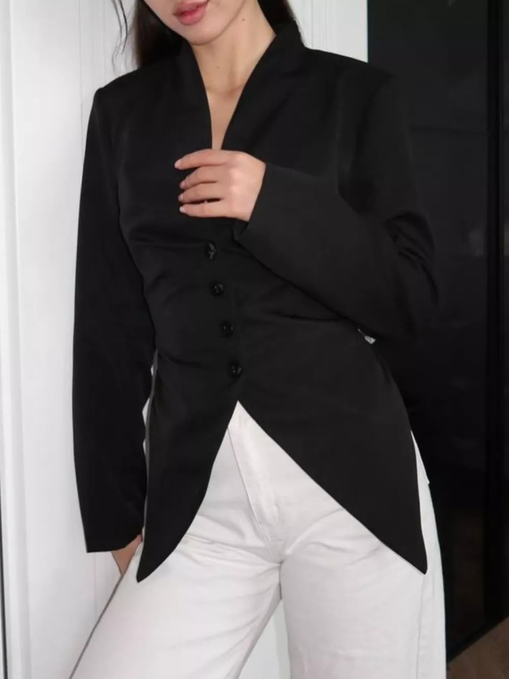 Slim-Fit Asymmetric Hem Blazer, image 9