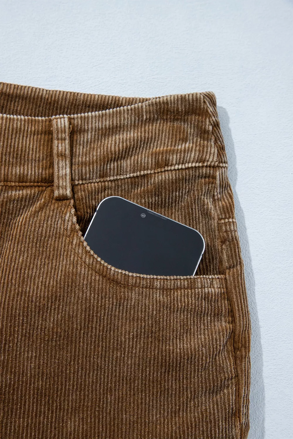 Straight Leg Corduroy Metal Button Zip-up Pants, image 8