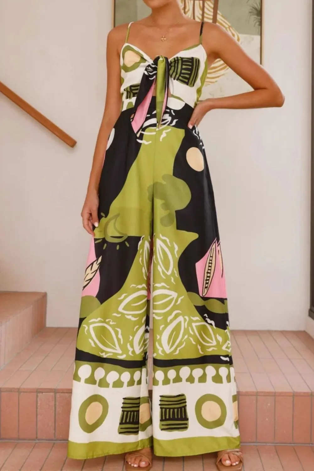 Printed Sweetheart Neck Jumpsuit, image 2