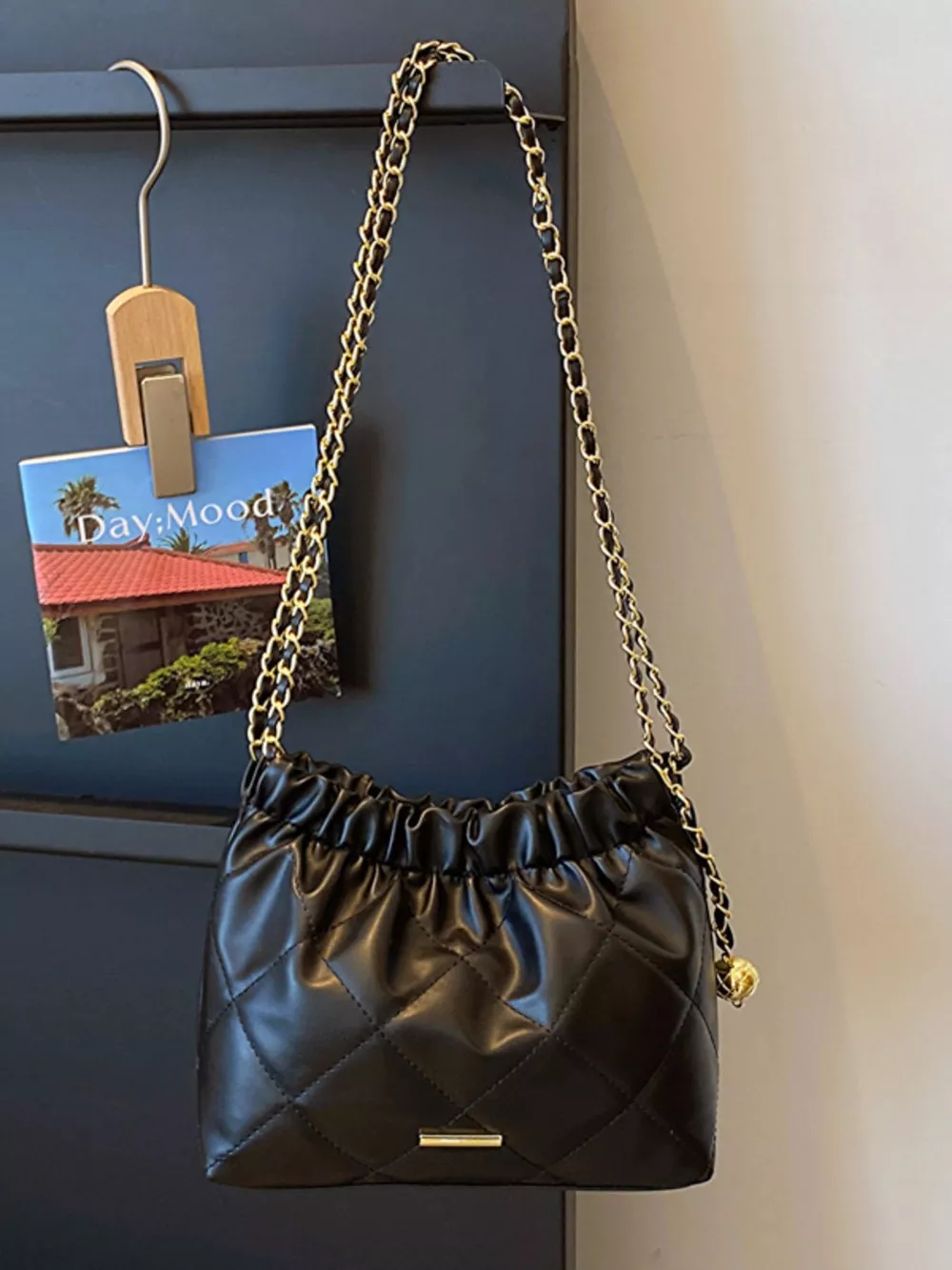 Quilted Ruched Chain Shoulder Bag, image 2
