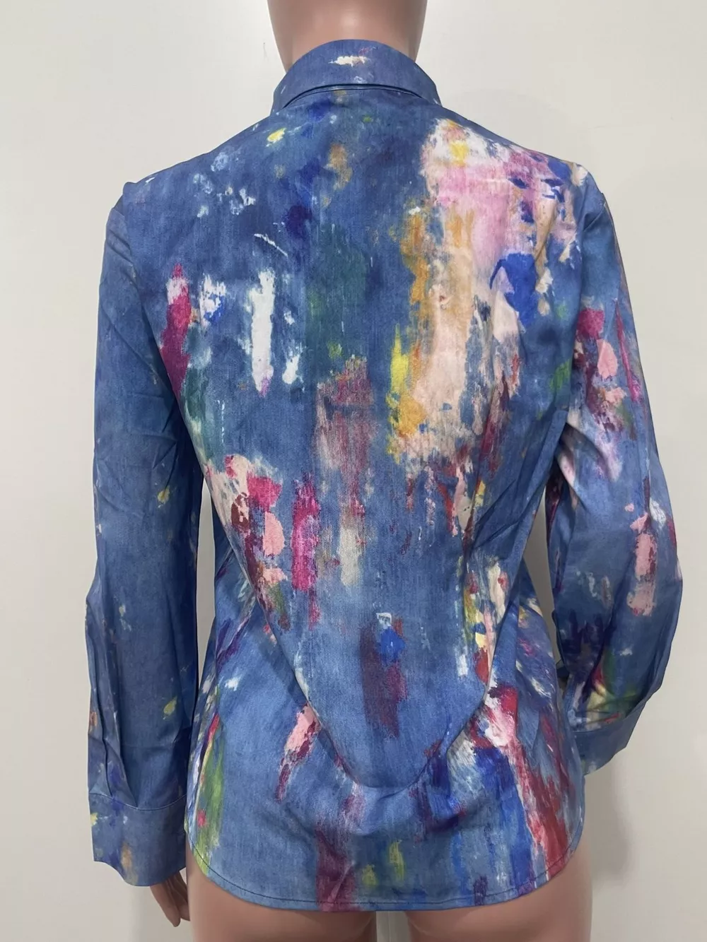 Artistic Painted Long Sleeve Denim Shirt, image 4