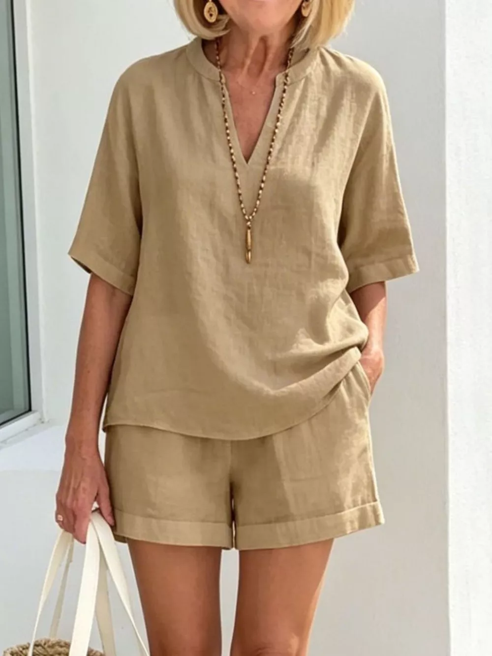 Full Size Half Sleeve Top and Shorts Set Plus Size, image 11
