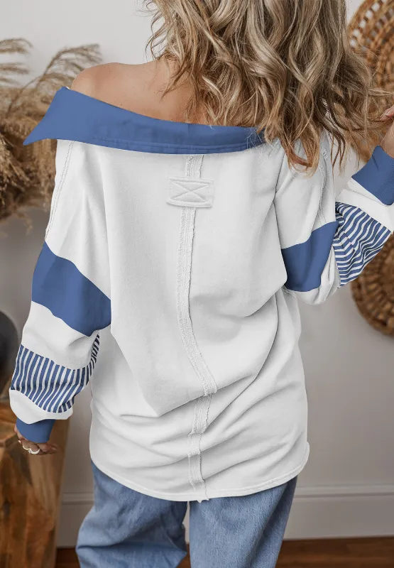 Color Block Johnny Collar Long Sleeve Sweatshirt, image 2
